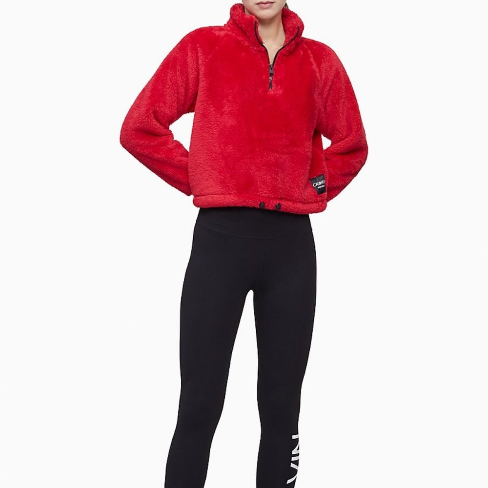 Calvin Klein Performance Fleece 1/4 Zip Cropped Sweatshirt NWT